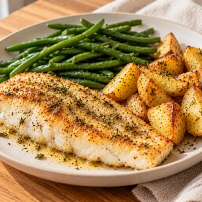 Filets de tilapia au four avec haricots verts et pommes de terre