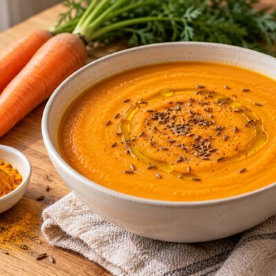 Velouté de carottes au cumin et curcuma